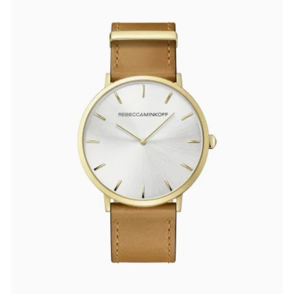 Rebecca Minkoff Accessories - NWT Rebecca Minkoff Watch Tan Leather Satinless Steel Water Resistant Classic